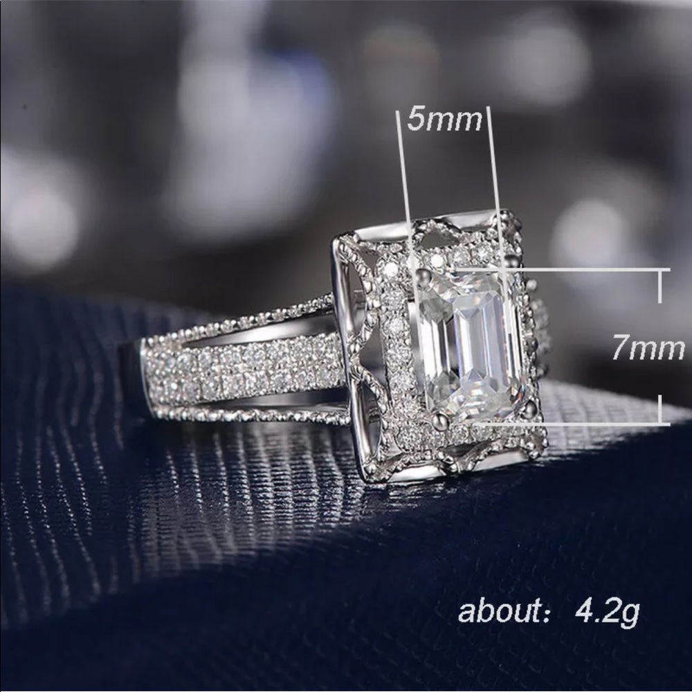 New S 925 white halo diamonds sparkly ring #89 - Picture 4 of 7